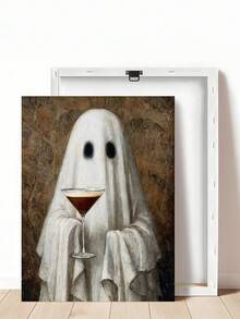 1pc Ghost & Espresso Martini Print, Halloween Bar Decor, Spooky Ghost Drinking Coffee Art, Ideal Gift, Suitable For Bedroom, Living Room, Kitchen, Wall Art, Wall Decor, Home Decor, Room Decor, Canvas Wall Art, Poster, Framed Wall Art, Optional Frame - 1PCS - View 13