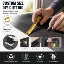 100% DIY 遮光窗簾，自黏式隔熱隱私遮陽簾，便攜旅行使用，快速安裝可修剪，適用於臥室、宿舍、居家辦公室 - 黑色帶筆,捲尺,補丁 - 查看 12