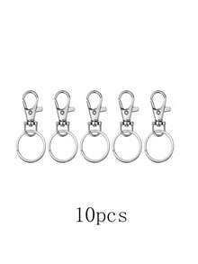 20/40/60/100 piezas Anillos para llaveros con llaveros, clips para portallaves con anillos, para manualidades de joyería con cordón (10/20/30/50 piezas Ganchos de langosta de metal + 10/20/30/50 piezas Anillos partidos para llaves) - Plateado - Ver 6