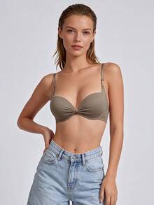 1PC Women's Comfortable Casual Underwire Soft Cup Bralette Lingerie Underwear Bra - Olive Green - View 1