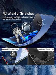 MIGAE 3pcs Matte Ceramic Privacy Anti-Glare Anti-Fingerprint Anti-Shatter Bubble-Free Residue-Free Full Coverage High Definition Front View Ceramic Screen Protector, Compatible With IPhone 18 Pro/18 Pro Max/17 Pro Max/17 Pro/17 Air/17E/17/16 Pro Max/16 Pro/16 Plus/16/16E/15/14/13/12/11, Essential Daily Privacy Protection Phone Accessory - Black - View 3