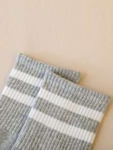 6/3/1 Pair Unisex Striped Print Casual Crew Socks, Suitable For Daily Wear, Autumn Style - Multicolor - View 4