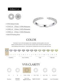 1pc Certified Moissanite Open Ring, Women's Sparkling Lab-Grown Diamond Wedding Ring Jewelry Gift - Silver - View 5