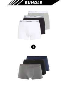 Calvin Klein [حزمة] 3 عبوات بوكسر الأكثر مبيعًا + 3 عبوات بوكسر رجالي من الفولاذ - رمادي/ أبيض/ أسود + رمادي مزرق - مشاهدة 1