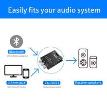 ZK-1002T 藍牙 5.0 立體聲擴大機板,200W HiFi 2.0 聲道迷你音訊擴大模組,附低音與高音調節,AUX 輸入,DC 12V-24V,適用於 DIY 喇叭與家用音響 - ZK-1002T - 查看 8