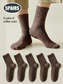 5/10 Pairs Pure Cotton Odor-Resistant Mid-Calf Socks - Multicolor - View 12