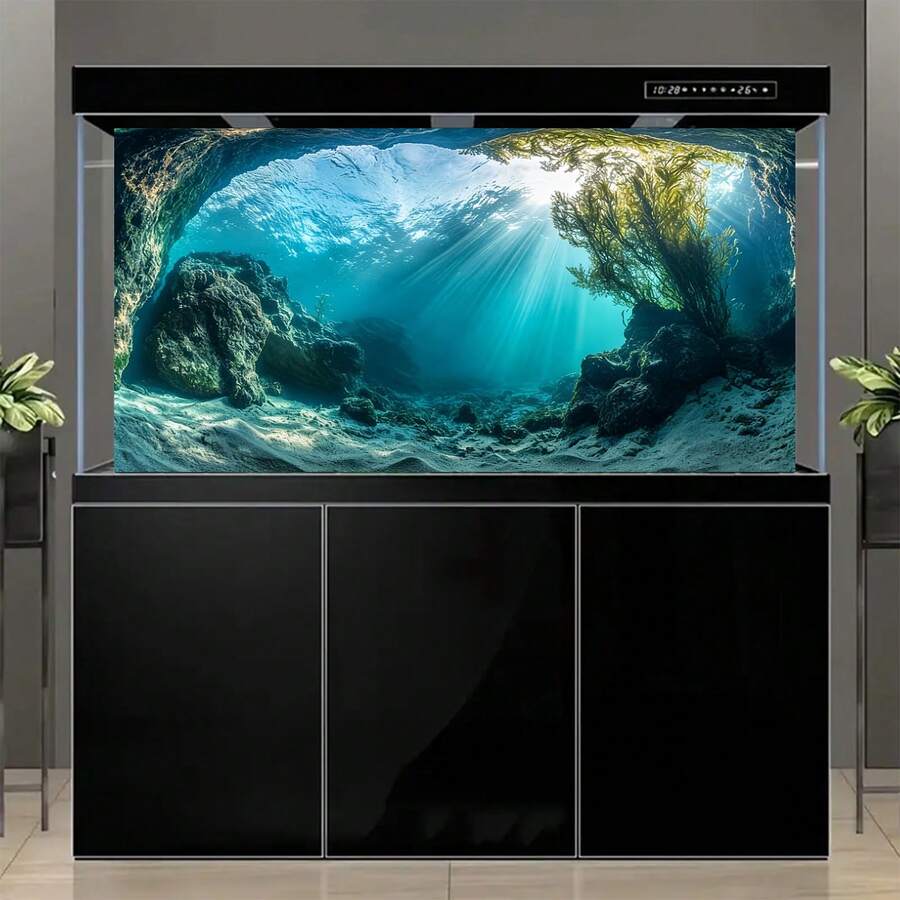 Aquarium Underwater Background, Fish Tank Sticker, Suitable For Freshwater/Saltwater Fish Tank, Shrimp, Aquarium Decoration Vinyl Mural, Removable Without Residue - A - View 1