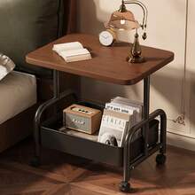 Rolling Cart With Wooden Tabletop, 2/3 Tier Metal Utility Cart, Rolling Storage Organizer Cart With Lockable Wheels For Kitchen Storage, Office, Bedroom - Brown - View 1