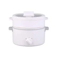 1.6L Mini Electric Hot Pot With Steamer, 600W Portable Electric Cooker, 2 Heat Settings, Nonstick Ceramic Cooking Pot For Dorm, Rental Apartment, Ramen, Soup & Back-To-School Cooking - White - View 8