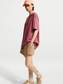Nike Women's AS W NSW NK CLSC OS TEE FLWMKT Short Sleeve Knit Collarless T-Shirt TIV5498-654 - Red - View 5