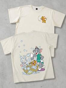 Strevion TOM & JERRY Men's Cartoon Pattern Crew Neck Casual Short Sleeve T-Shirt - Multicolor - View 1