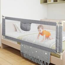 200cm Child Bed Rail, Adjustable Height, Anti-Fall Protection, Bed Rail With Locking Protection, Vertical Lifting, Baby Bed Protection (1 Side) - 200cm Gray - View 1
