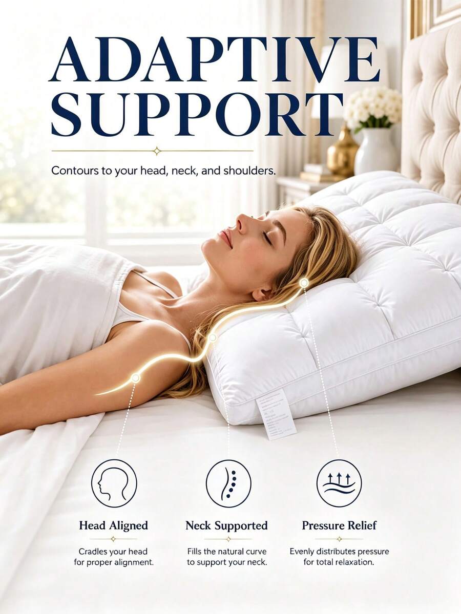 3D Plush Pillow, White, Fluffy Soft Thickened, Hotel Series Pillow, Breathable Cotton Pillowcase, Good Support, Soft And Comfortable, Suitable For Multiple Sleeping Positions, Ideal For Outdoor Travel