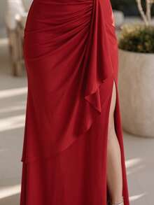 Long Emerald Dress, Blue, Green, Red, Marsala, Rose, Olive + Colors - 紅色 - 查看 4