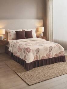Home Elephant King Size Quilt With Decorative Cushions - Beige - View 1