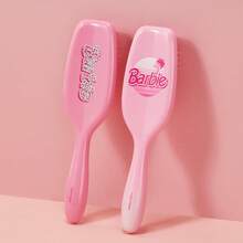 Miniso Barbie 粉色系列漸層水鑽髮梳，PP 與 TPEE 軟橡膠材質，順滑防打結髮刷，適合日常造型，便攜式女孩護髮工具 (1件) - 粉紅色-1PC - 查看 6
