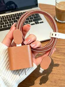 Bộ 5 miếng bảo vệ cáp sạc Apple 20W vân da mới, tương thích 17/16/15/14, chống gãy đầu cáp - Nhiều màu - Xem 10