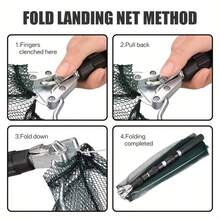 1pc Aluminum Alloy Telescopic Fishing Net, Triangular Mesh Design, Essential Tool For Freshwater/Saltwater Fishing, Suitable For Catching Shrimp, Crab, Fish, Fishing Accessory, Ideal Choice For Outdoor Fishing - Multicolor - View 5