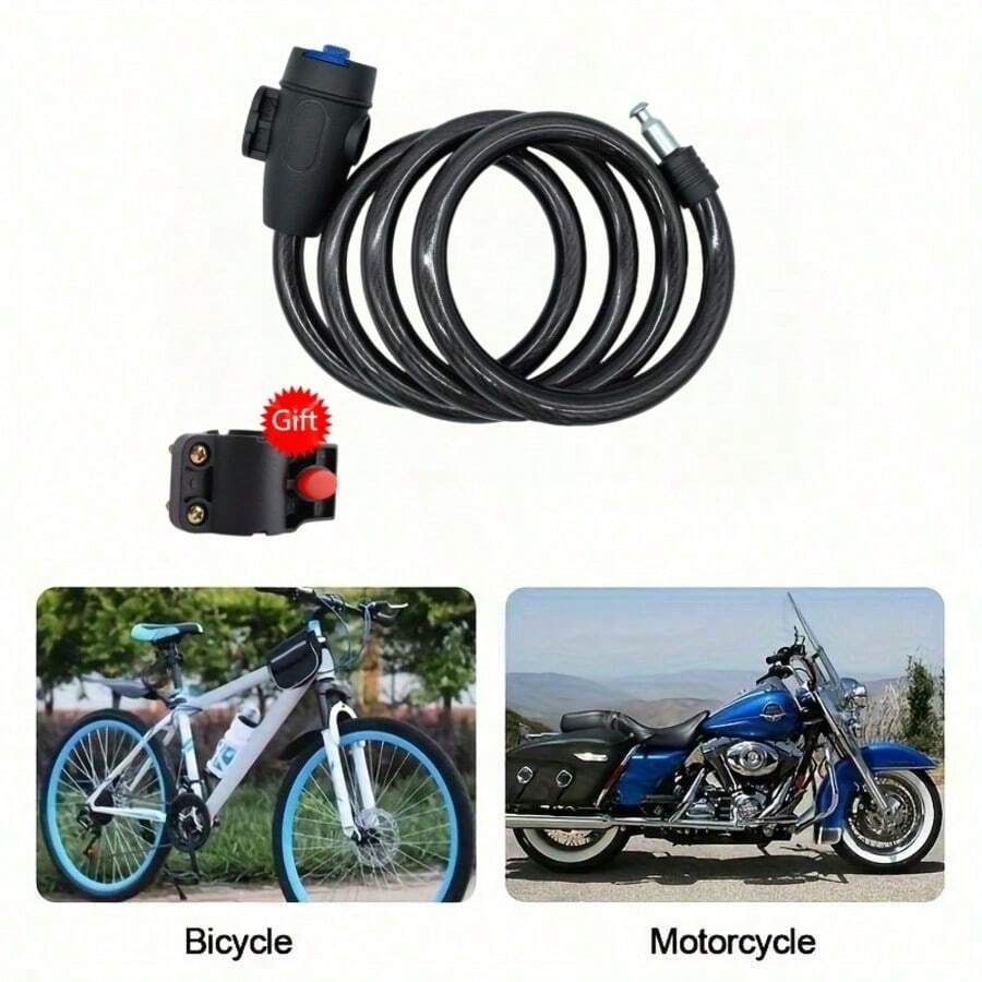 1pc Stainless Steel Bicycle/Motorcycle Lock With 2 Keys - Multicolor - View 1