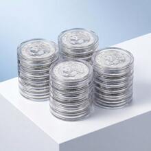 Commemorative Coin Protective Case, Coin Box, Transparent Plastic Coin Storage Box, Coin Collection Box, Coin Storage Box, Protective Case Container - Blue and White - View 3