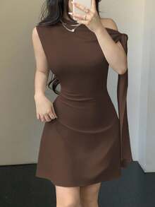 Women Short Dresses - Brown - View 8