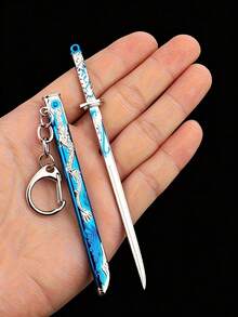 1 Set Zinc Alloy Sword Model Keychain, Bag Charm, Creative Pendant Decoration, Party Gift, Gift Bag Fillers, Five-Claw Golden Dragon Sword With Scabbard Alloy Model Antique Sword Model Suitable For Bag, Car Keys, Wedding, Couple & Holiday Gifts - Multicolor - View 11