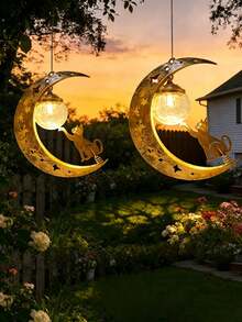 1pc Cat/Dog Hollow Crackle Glass Solar Landscape Light, Waterproof Vintage Outdoor Decorative Light, Suitable For Yard, Garden, Balcony Decoration - Multicolor - View 3