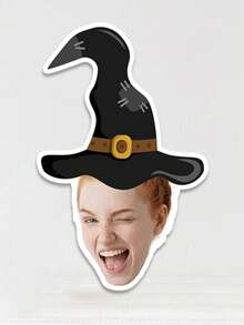 UNICCUT 24/48pcs Customized Halloween Witch Hat Face Stickers, Happy Halloween Personalized Head Stickers With Face Photo, Self-Adhesive Photo Gift Labels For Holiday Gifts, Envelopes, Greeting Card Labels, Sticker - Multicolor - View 10