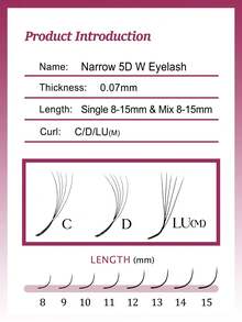 FOXYMEI 12 Rows Narrow Angle 5D W-Shape Eyelash Extensions C/D Curl Auto-Fan Voluminous Style 8-15mm Imported Material Handmade False Eyelashes 0.07mm Dense Rich Makeup Look High Quality Wholesale - Multicolor - View 5