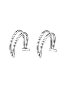 1/4 Pairs Fake Lip Ring Vampire Teeth Ring, Adjustable Fake Lip Piercing Non-Piercing Lip Cuff Ear Cuff Earrings - Silver - View 7
