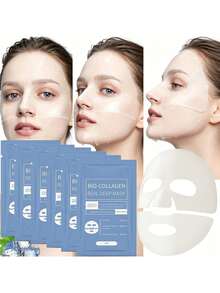 POUQUR 1/2/3/5/10/15/20pcs Simple Elastic Ear-Hook V-Face Lifting Bandage Gel Mask, Jawline Lifting Patch, Moisturizing Gel Ear-Hook Mask, Reusable, Perfect For Daily Wear, Home Sleep And Relaxation - Blue - View 3