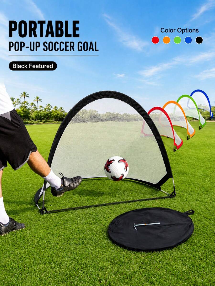 Portería de fútbol plegable y portátil con estacas de fijación y bolsa de almacenamiento, hecha de tela Oxford, mini red de apertura rápida, apta para uso en interiores y exteriores, disponible en varios colores - regalo perfecto para aficionados al fútbol y entrenamiento en el patio trasero/hogar