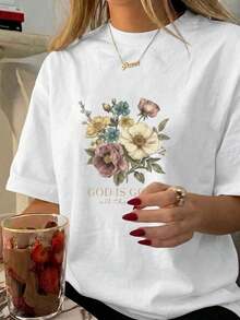 Women T-Shirts - Blue and White - View 3