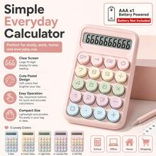 Kalkulator Meja Tombol Bulat Blok Warna yang Menenangkan, Skema Warna Macaron Berlapis dengan Umpan Balik Taktil yang Tajam, Layar LCD Lebar Menampilkan 10 Digit, Bodi Ramping dan Portabel, Untuk Belajar Siswa, Perhitungan Harian Kantor, Alat Tulis Meja yang Lucu, 1 Baterai AAA (Tidak Termasuk) - A - View 1