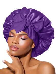 Silk Bonnet Satin Bonnet For Sleeping Large Bonnets With Tie Band Hair Wrap With Adjustable Straps Hair Cap For Women Curly - Multicolor - View 16