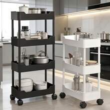 1PC/Multi-Layer Storage Cart, Divided Storage, Gap Storage, Flexible Sliding, Easy Assembly, Waterproof & Moisture-Proof, Space-Saving, Suitable For Kitchen, Bathroom, Living Room, Bedroom, Movable Floor Cart Multi-Layer Gap Bathroom Narrow Storage Rack - Multicolor - View 2