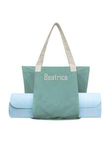 Customized Canvas Yoga Mat Tote Bag, Yoga Mat Storage Bag, Personalized Gym Backpack, Pilates Studio Bag - Blue - View 2