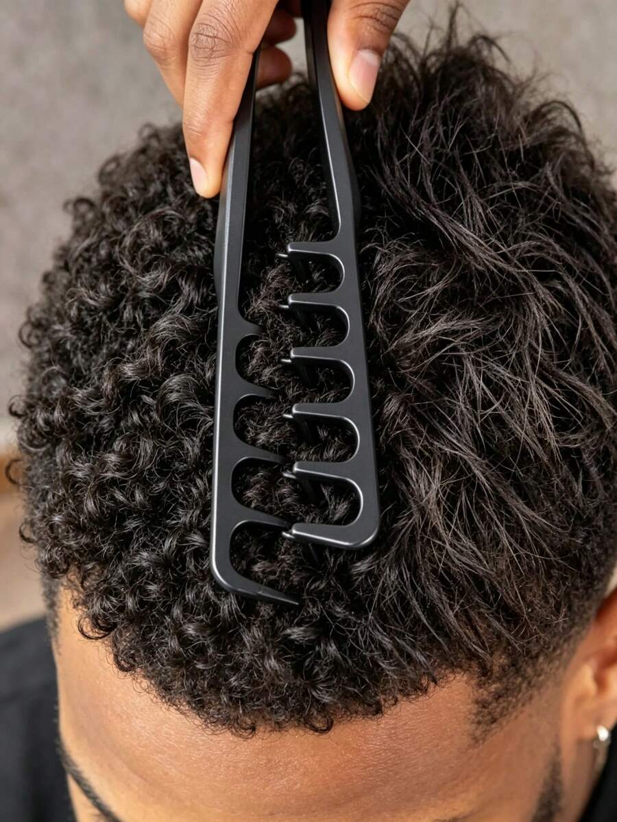 1pc Fluffy Wide Tooth Comb, Fluffy Styling Comb, Men's Styling Comb, Hair, Suitable For Men And Women, Made Of ABS Plastic Material, With Textured Handle Design, Suitable For All Hair Types Including Coarse, Curly, Wavy And Natural Hair, Suitable For Home And Travel Use, Easy To Comb And Style, Essential Hair Care Tool, Lightweight And Portable.