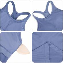 sphinx cat Top Deportivo Corto Acanalado para Mujer con Sujetador Incorporado, Top de Yoga con Espalda Cruzada, Corte Ajustado - Caqui - Ver 3