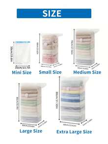 5/3/1pc Squeeze-Style Vacuum Storage Bags, Thickened Clothing Storage Bags, Suitable For Travel Storage, Closet Bedding, Clothing Organization, Compression Storage Bags, Dorm Storage - Clear - View 10