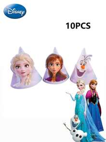 Monogram 10PCS Disney Officially Licensed Frozen Theme Princess Birthday Party Disposable Tableware Set Dessert Table Scene Decoration Layout Outdoor Picnic Tablecloth Dinner Plate Birthday Hat Water Cup Straw Pull Flag Birthday Gift - Frozen - View 1