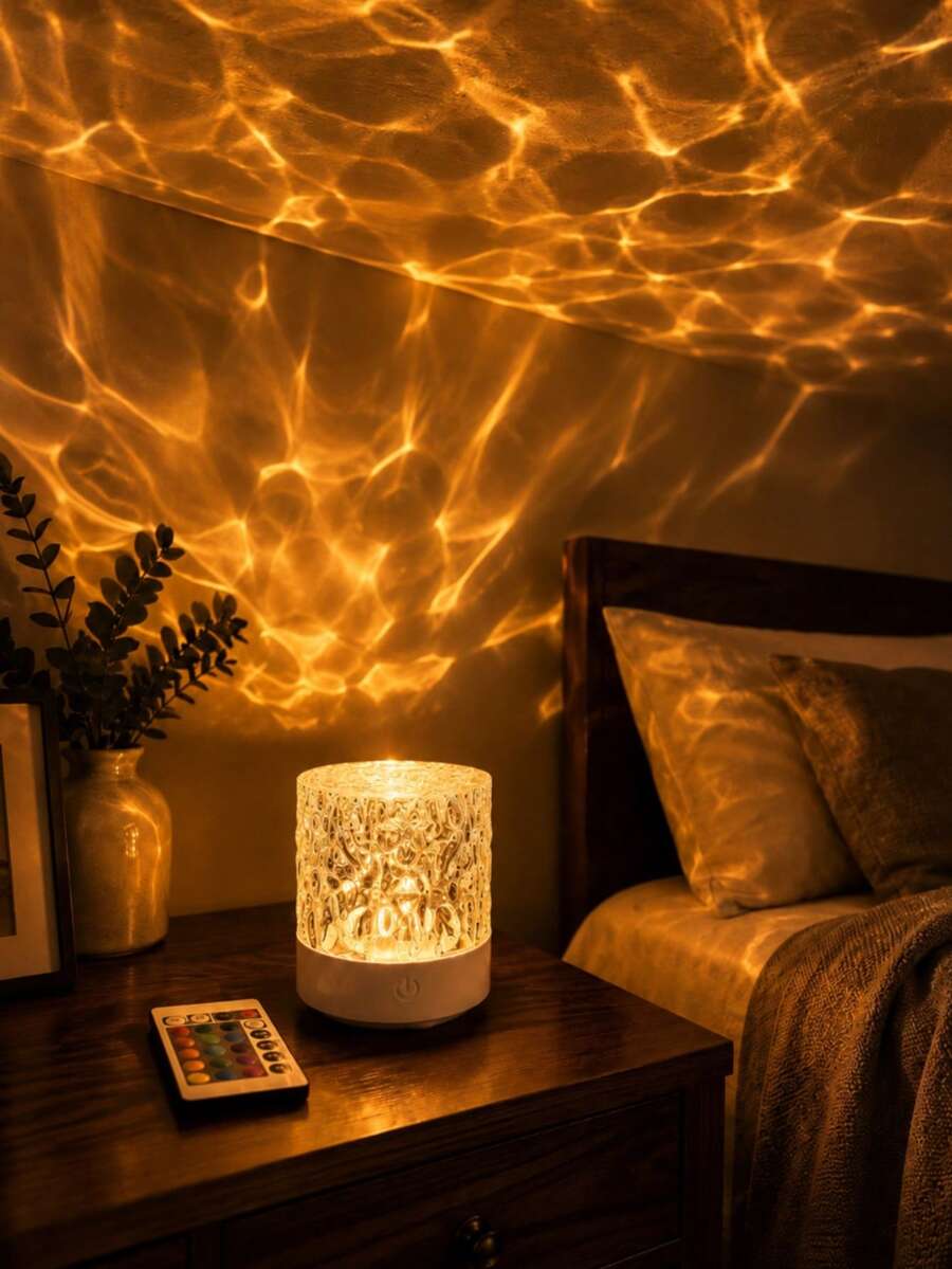 Artistic Geometric Water Ripple Lamp, 16-Color RGB USB Light For Bedroom Decor