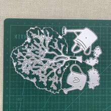 Tree-Shaped Metal Die-Cut Set, Tree Planting And Watering Can Frame Cutting Molds, DIY Photo Decoration Templates, Embossed Paper Molds, Suitable For Scrapbooking And Card Making. - Silver-white - View 4