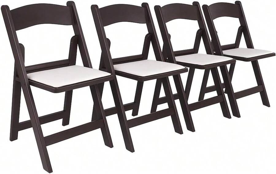 BTEXPERT Resin Folding Chair Vinyl Padded Seat Indoor Outdoor Lightweight Set For Home Event Party Picnic Kitchen Dining Church School Weddings 4 Brown - ColorB - View 1