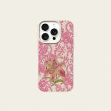 1 Stück TPU-Material weiches rosa Vintage-Spitze Polka-Dot Lilien-Muster Handyhülle kompatibel mit iPhone 17 Pro Max/17/16 Pro Max/15/13/12/11/ S20 FE/A15/S24/A55/ Note 11/Note 12/Note 13 Pro Vollschutz stoßfeste weiche Schutzhülle - Weiss - Übersicht 5