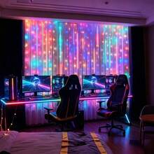 Dreamy Fairy Tale Style USB Powered Curtain Lights, Suitable For Party, Bedroom Decoration, New Year Lighting, Sparkling Room Decor, Bedroom And Living Room Decorative String Lights, And Wedding Party Hanging Decorative String Lights - Colorful Window Curtain Lights - View 6