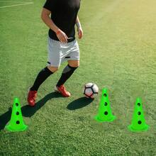 CENLEN 6 Hexagonal Training Cones With Holes, Each 23cm In Diameter, And 3 1-Meter Assembly-Ready Portable Training Poles. This Is A Dog Agility Training Set, Including A Perforated Obstacle Barrel Hurdle Frame And An Indoor/Outdoor Agility Training Kit. - Green - View 4