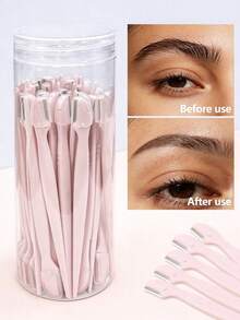 1/12/20/30pcs Pink Mini Eyebrow Razors, Precision Facial Hair Trimmer For Eyebrows, Lips And Body, Portable Travel Makeup Grooming Tool, Ideal Gift For Women, Hair Removal, Shaver For Women - Multicolor - View 1