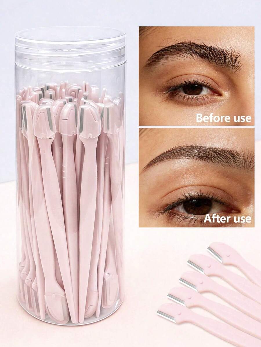 1/12/20/30pcs Pink Mini Eyebrow Razors, Precision Facial Hair Trimmer For Eyebrows, Lips And Body, Portable Travel Makeup Grooming Tool, Ideal Gift For Women, Hair Removal, Shaver For Women - Multicolor - View 1