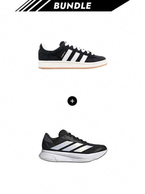 Adidas [Bundle] Campus 00s Campus 00s Sneaker Unisex Nero Bianco HQ8708 + Campus 00s Duramo SL 2 Scarpe da Corsa Donna Nero Core / Bianco Nuvola / Grigio Five IH8225